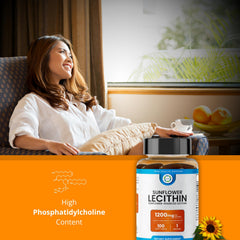 Close-up of sunflower lecithin softgels