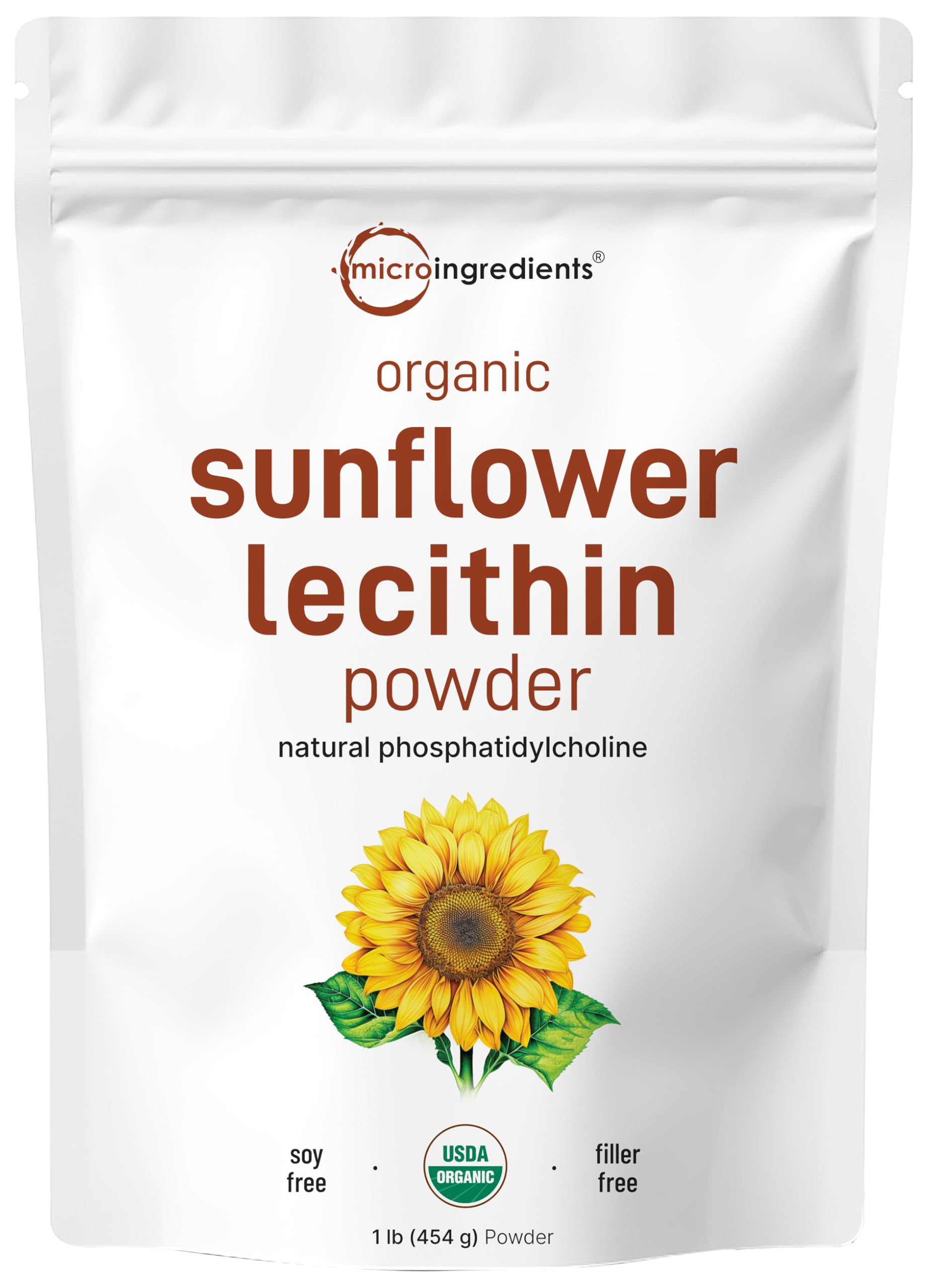 Organic sunflower lecithin powder in 1 lb packaging