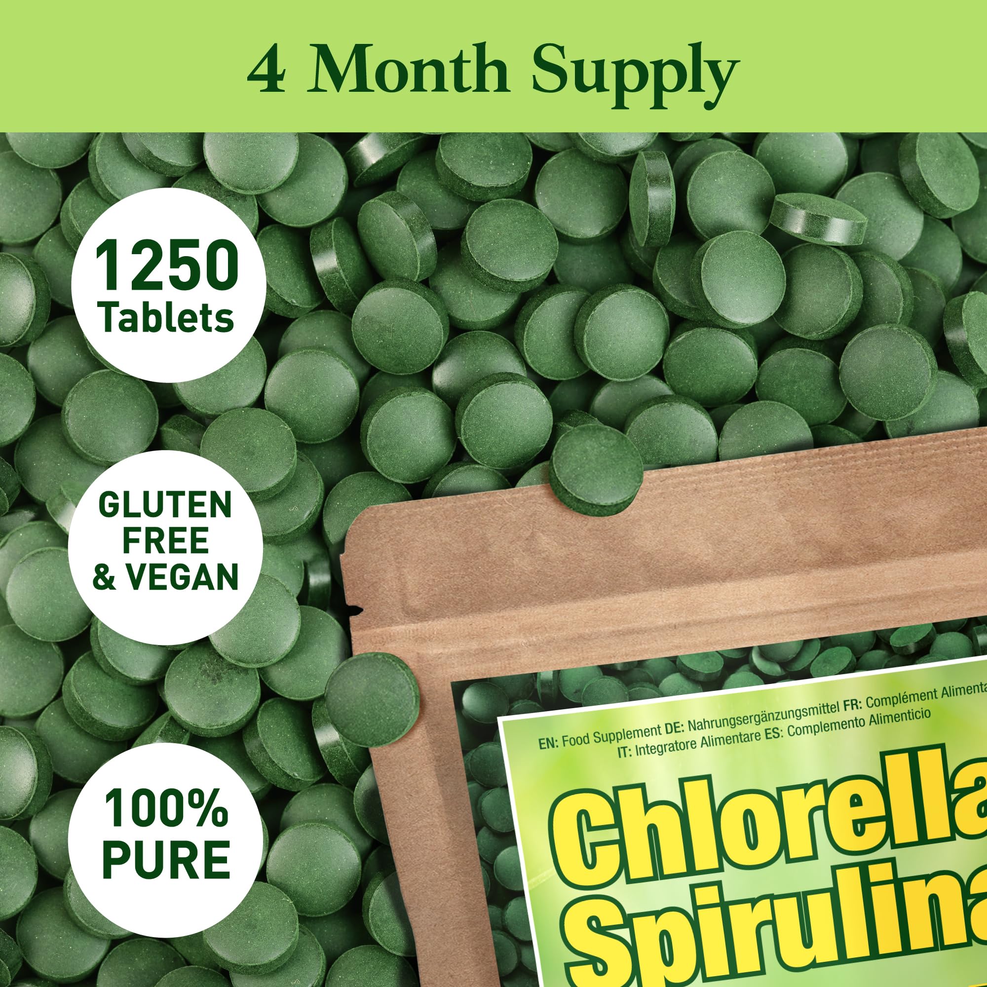 Chlorella and spirulina cultivated in direct sunlight