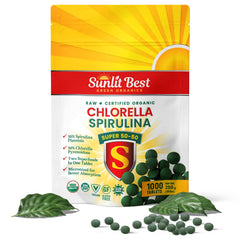 Sunlit 50/50 Organic Chlorella Spirulina tablets bottle front view
