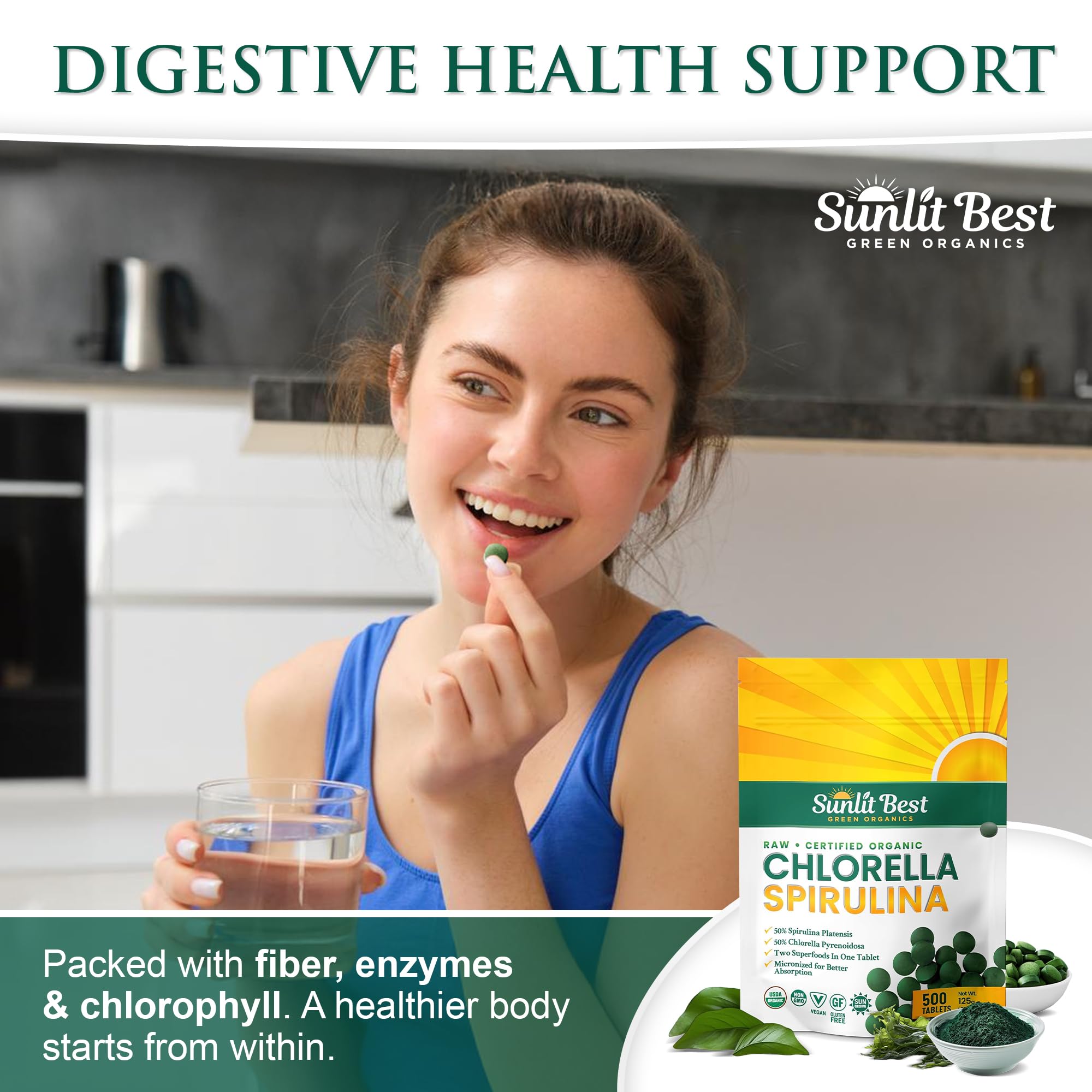 Energy support and immune health from chlorella and spirulina