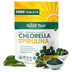 Sunlit Best Organic Burst Chlorella Spirulina Tablets bottle - 1000 count