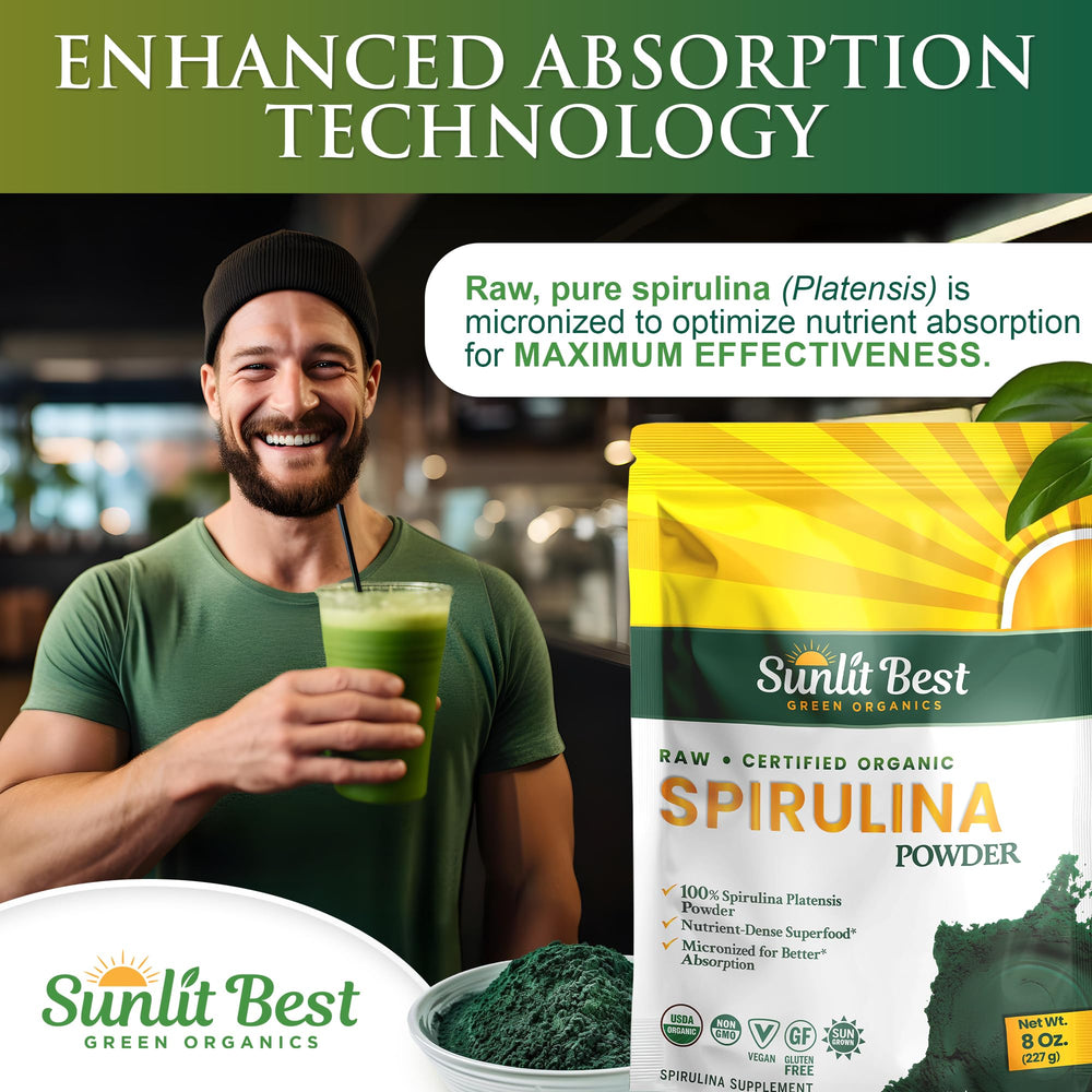 Nutrition ingredients chart for spirulina powder