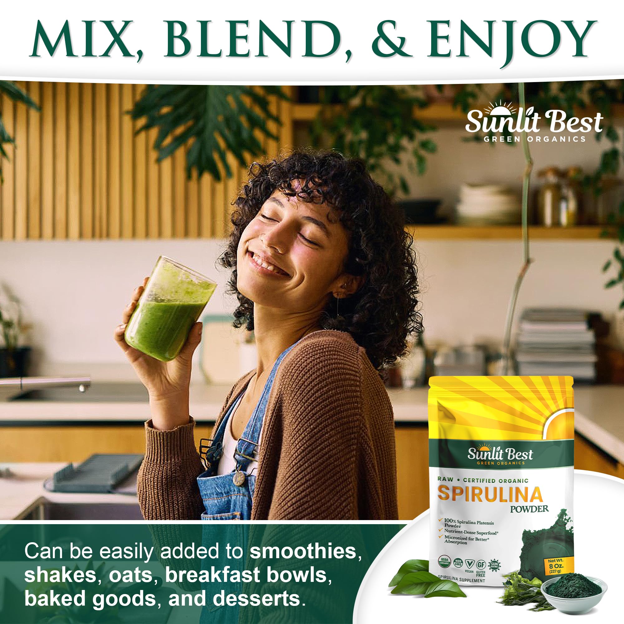 USDA Organic label on spirulina powder package