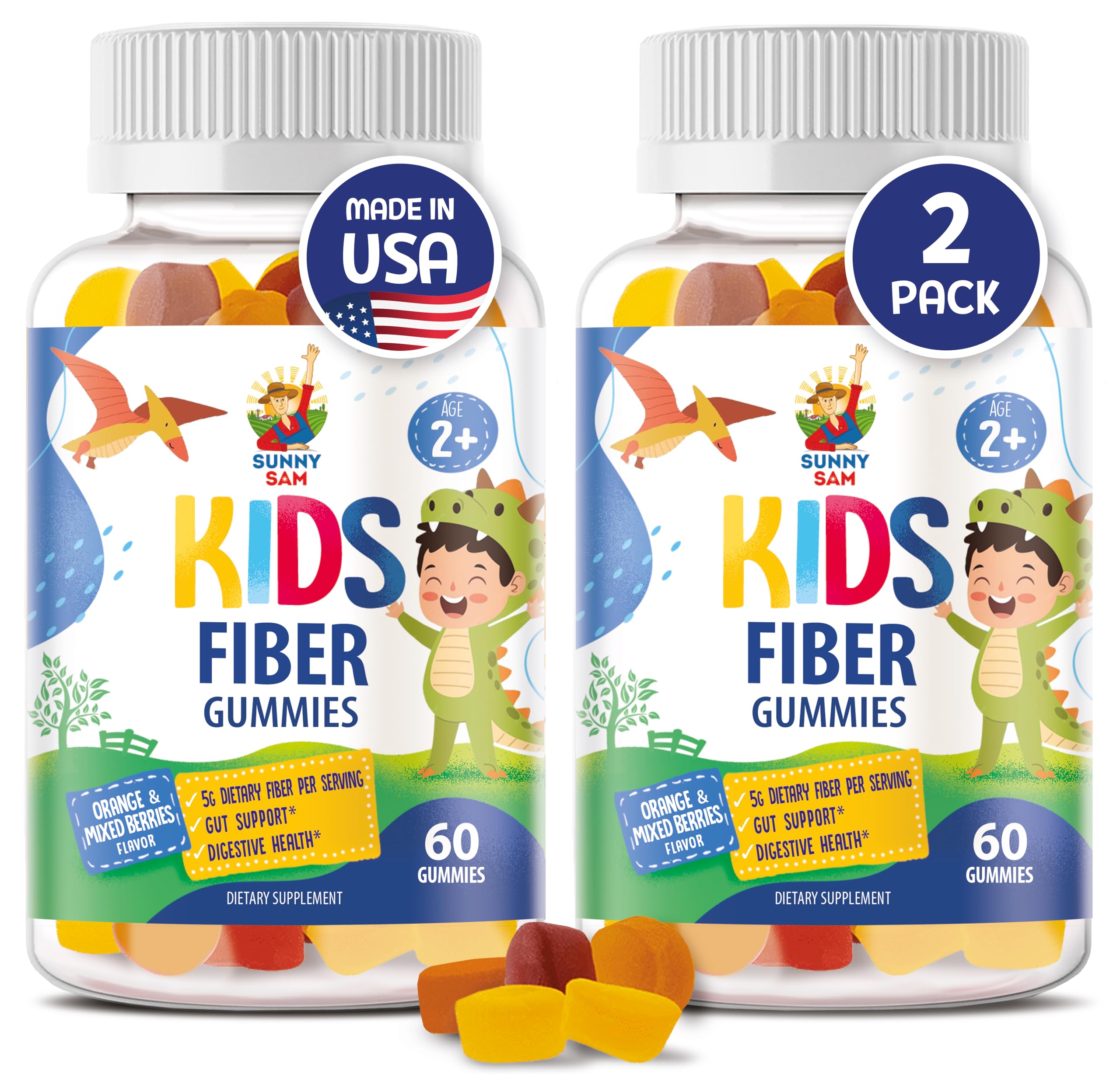 Packaging of Sunny Sam Fiber Gummies