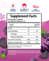 Close-up of grape-flavored Sunny Sam Iron Gummies
