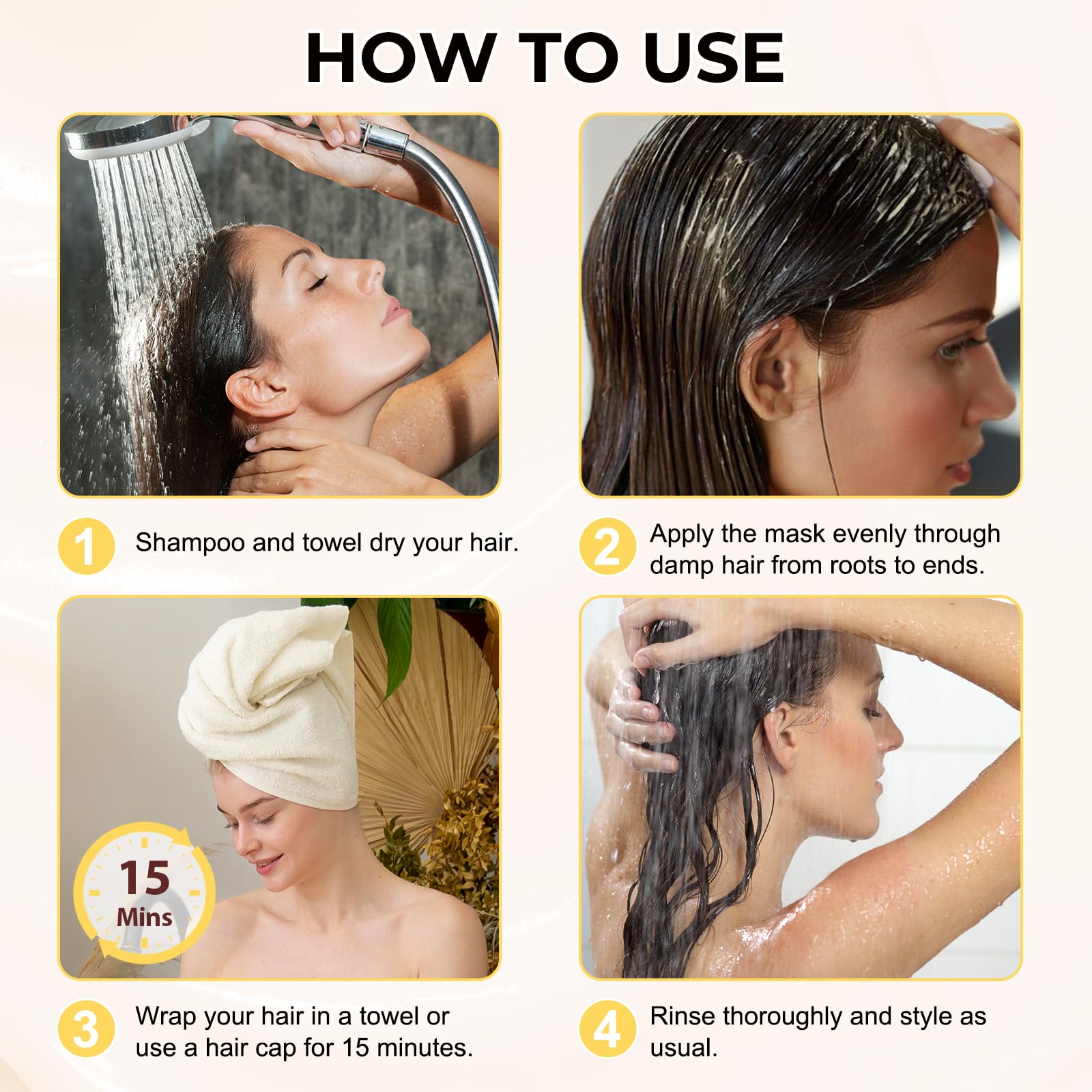 SUNOL Collagen Hair Mask on vanity scene suggests salon-like care at home.