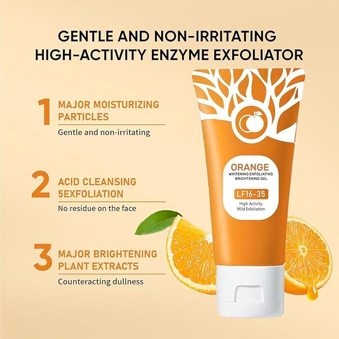 SUNOL Orange Enzymes Exfoliating Gel in hand during gentle application