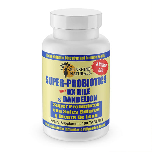 Sunshine Naturals Super Probiotics Supplement bottle with 100 capsules