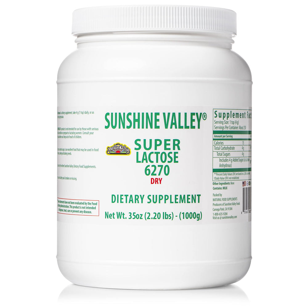 Sunshine Valley Super Lactose Dry Powder 35 oz free-flow pour package