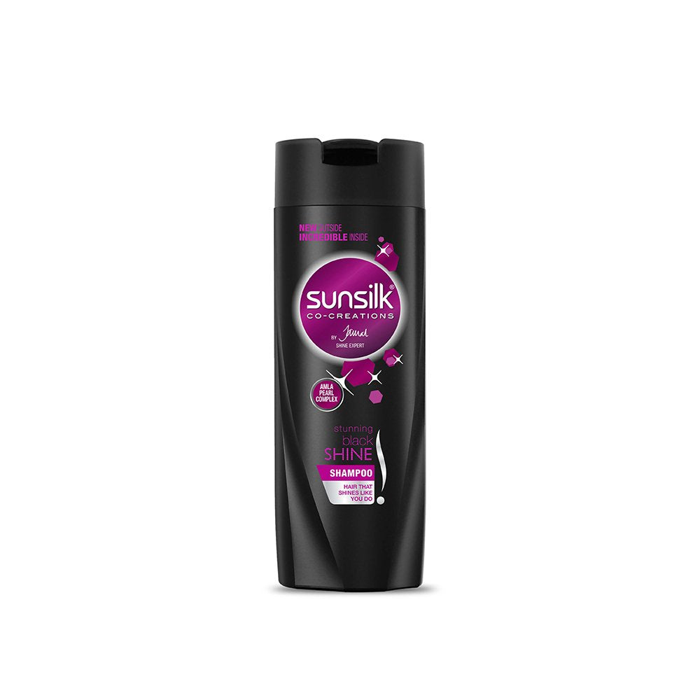 Sunsilk Stunning Black Shine bottle front showing sleek design for daily use