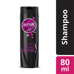Sunsilk Stunning Black Shine bottle side illustrating compact travel-friendly size