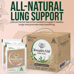 Back of SUNTEN RespireAid box with ingredients panel