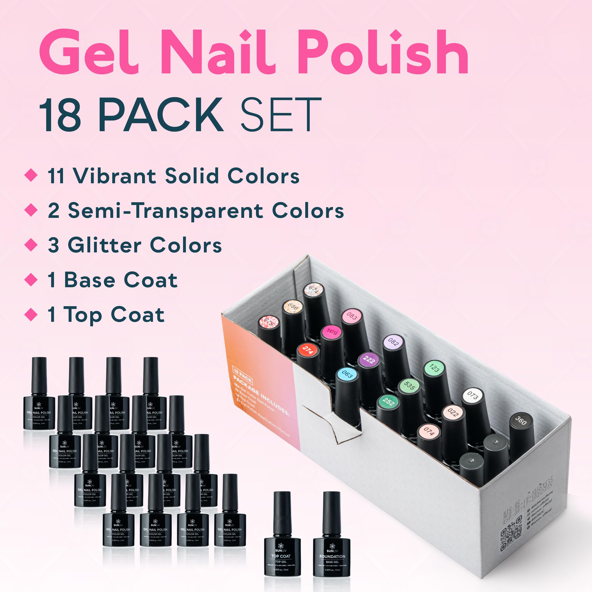 SUNUV color display image showcasing all 16 shades for easy planning.