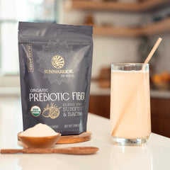 8oz pouch packaging of Sunwarrior Be Well Prebiotic Fiber