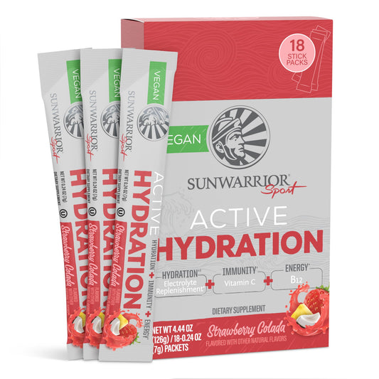 Sunwarrior Hydration Powder Strawberry Colada flavor pouch front