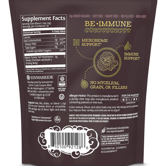 Back view of pouch showing labeling and ingredients