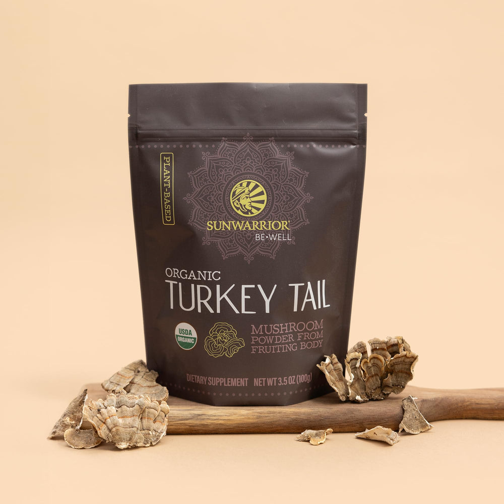 Packaging detail and branding of Sunwarrior pouch