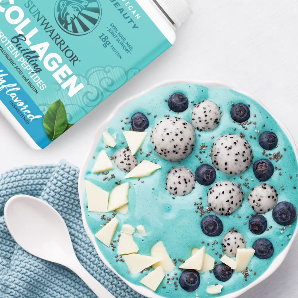 Sunwarrior vegan collagen packaging showcases eco-friendly design and plant-based protein