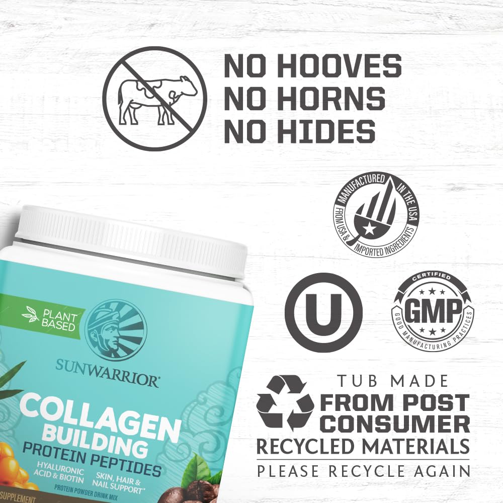 Sunwarrior vegan collagen powder coffee flavor close-up highlights rich aroma.