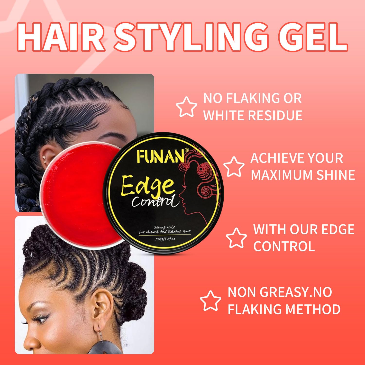 Dry hair styling with SUOFEIYA edge control for a sleek ponytail.