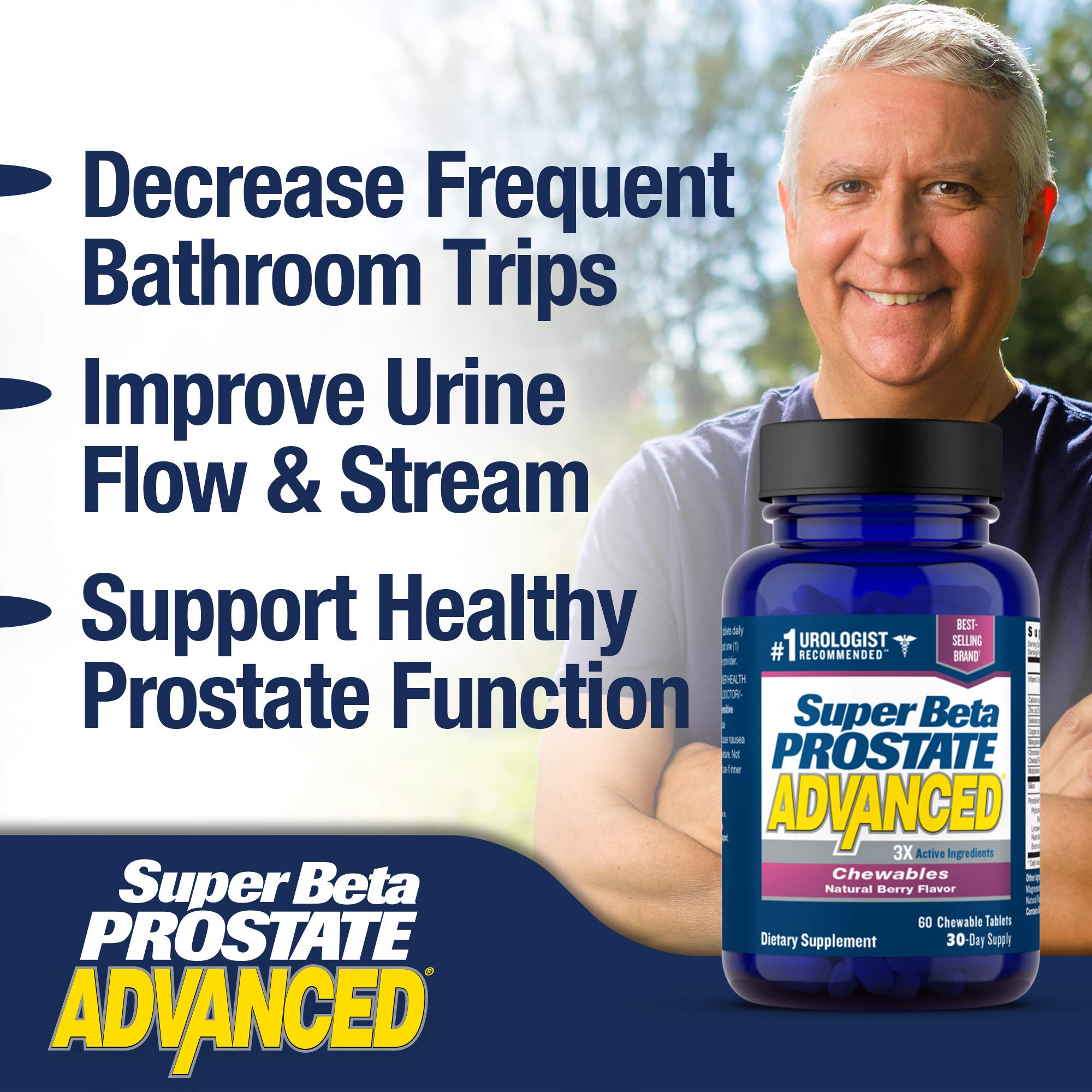 Graphic showing the three key ingredients of SUPER BETA PROSTATE Advanced