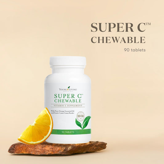 Close-up of Super C chewable tablets