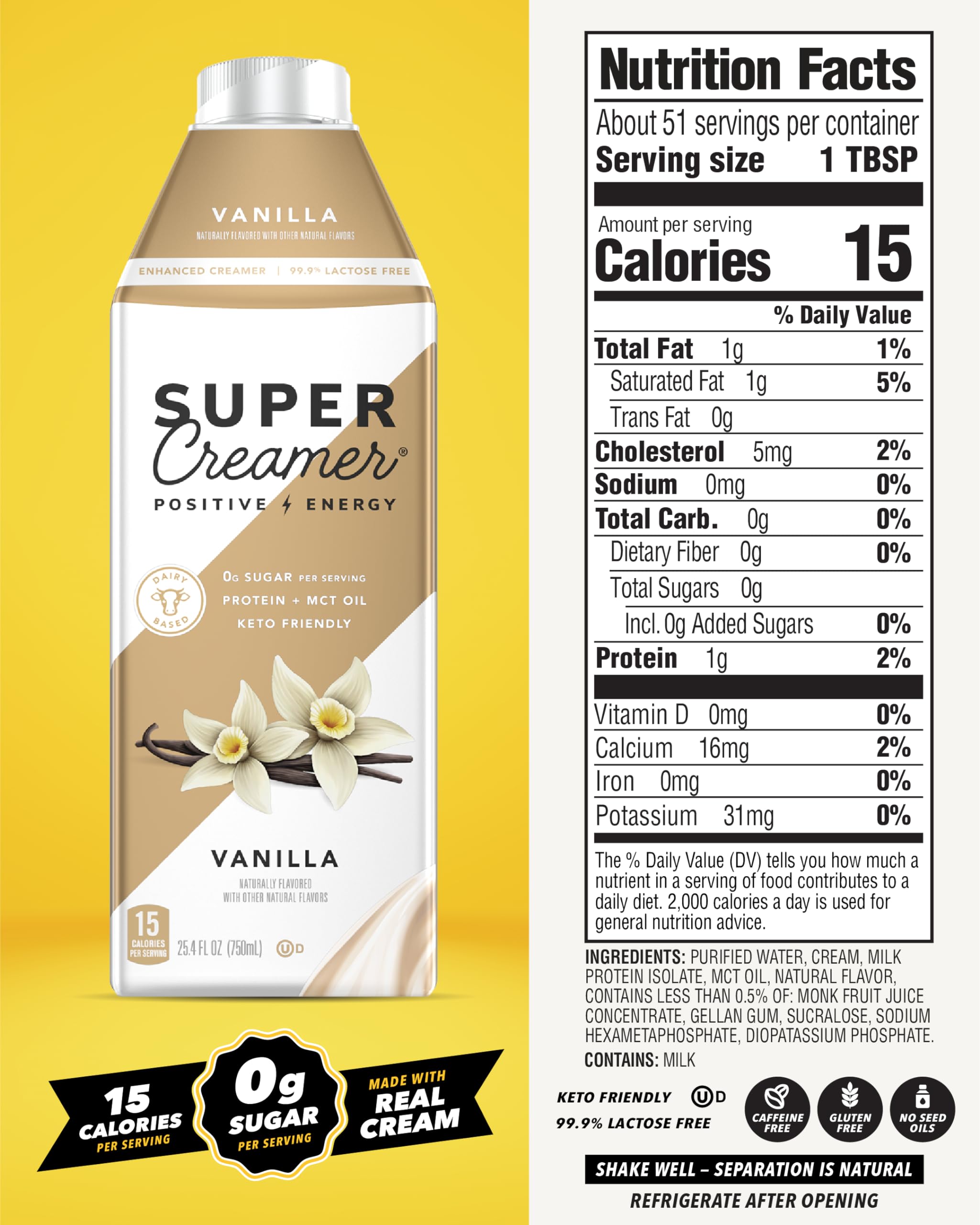 Pour shot of vanilla sugar-free keto creamer into cup