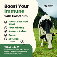 Close-up of 50% IgG label on Colostrum packaging