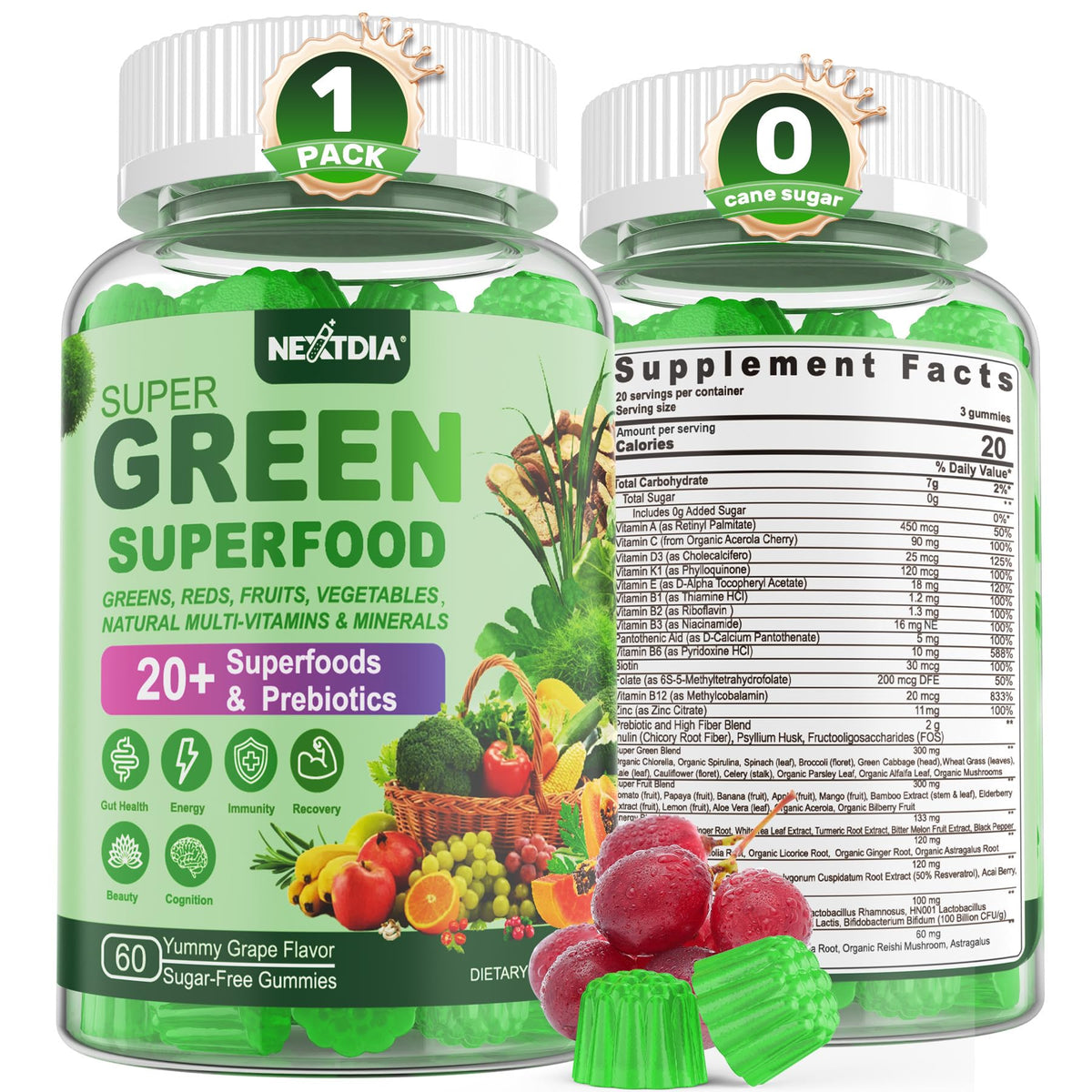 Bottle of Super Greens Gummies