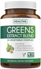 Bottle of Super Greens Antioxidants supplement with green capsules