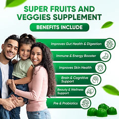 Close-up of greens and veggies gummies variety for immunity and energy