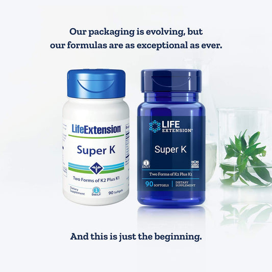 Close-up of vitamin K complex ingredients in Super K packaging