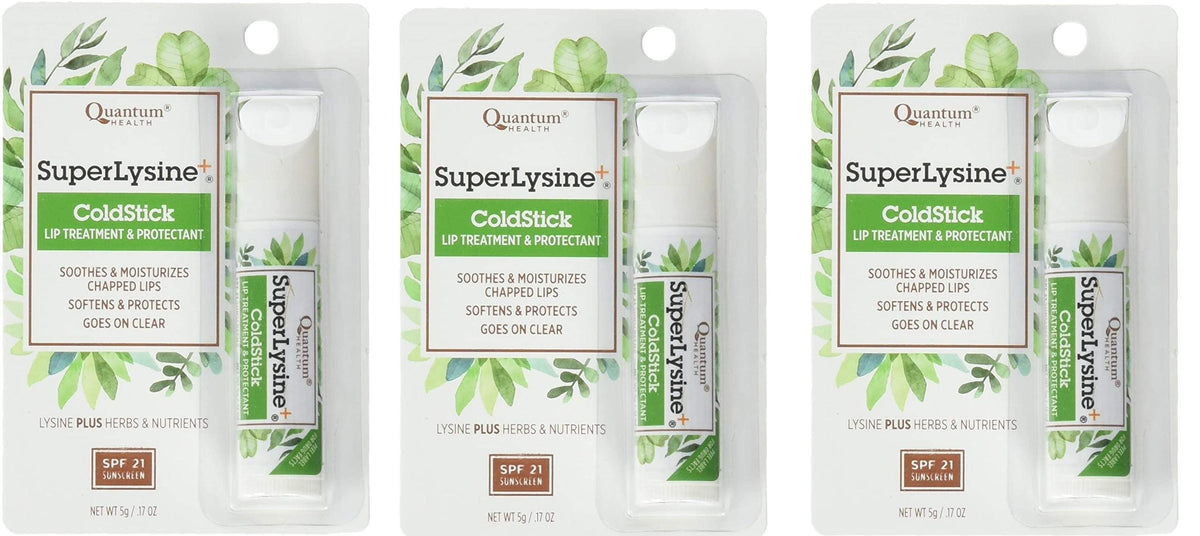 Product image: Super Lysine Plus+ ColdStick SPF 21, 3-pack (0.18 oz each) by Quantum Research