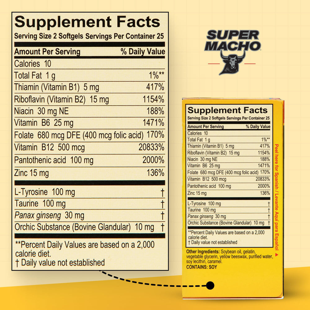 Ginseng and L-Tyrosine ingredients shown