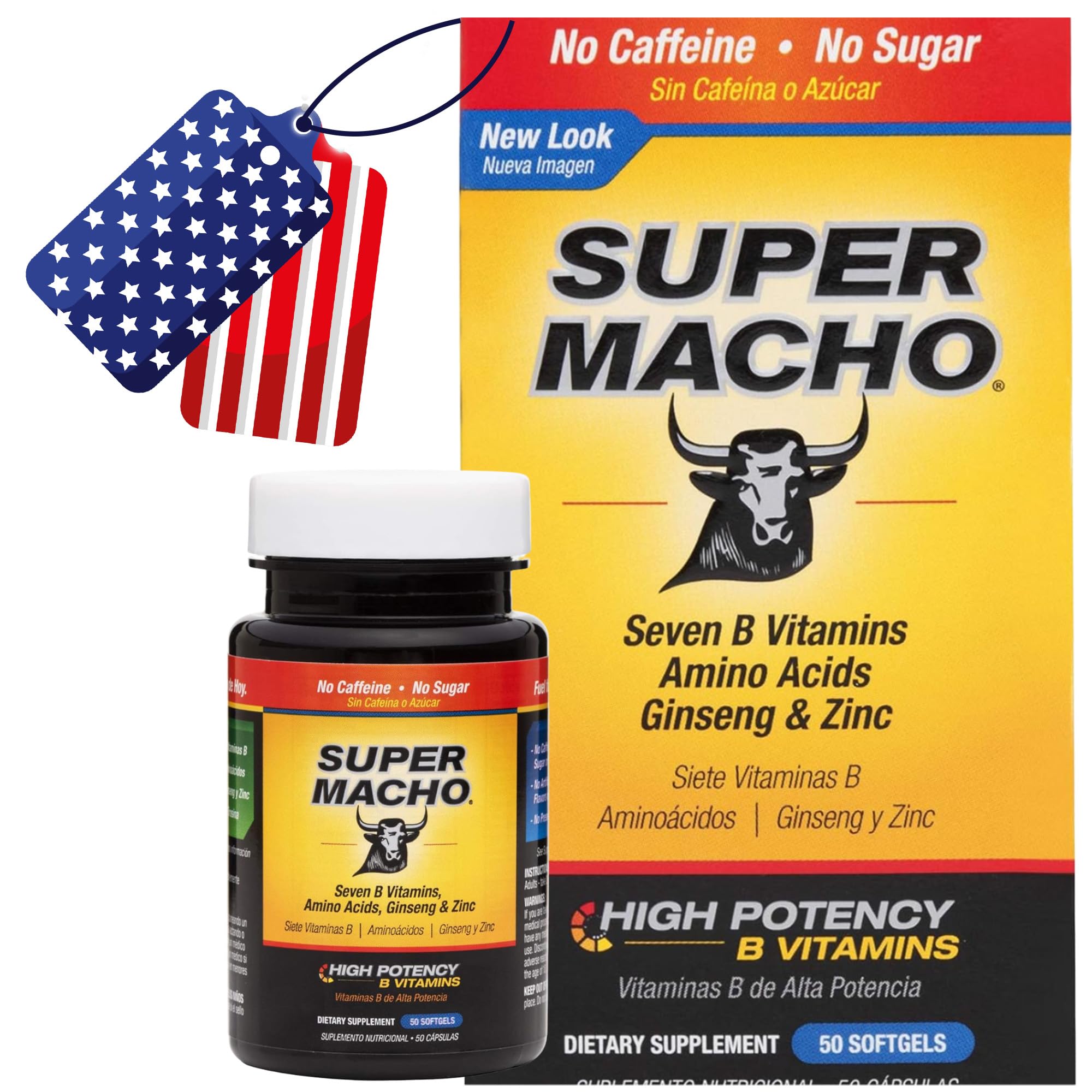 Front view of Super Macho bottle with label