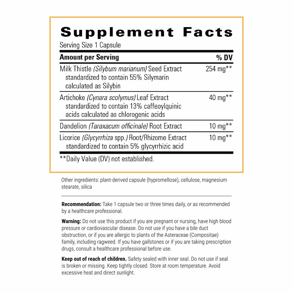 Milk thistle seed extract with 55% silymarin and formula highlights