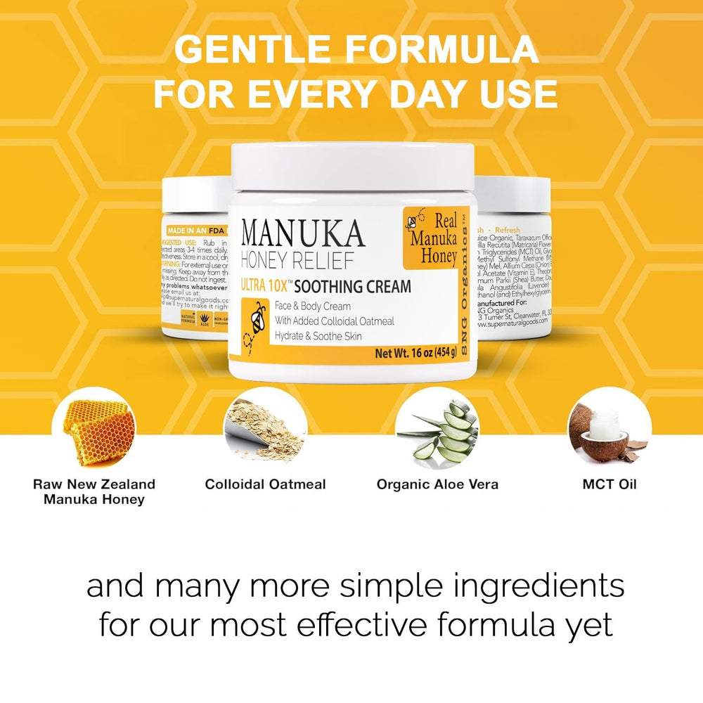 Super Natural Goods Manuka Honey Cream aloe vera presence illustrates soothing hydration