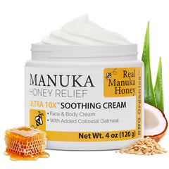 Super Natural Goods Manuka Honey Cream bottle—demonstrates hydrating formula for all skin types.