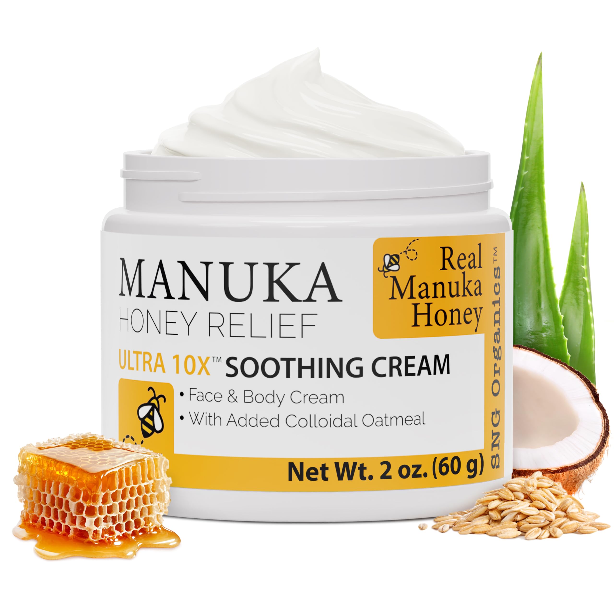 Super Natural Goods Manuka Honey Cream jar close-up showing rich hydration for daily use