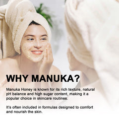 Super Natural Goods Manuka Honey Cream jar closeup—creamy texture for daily moisture.