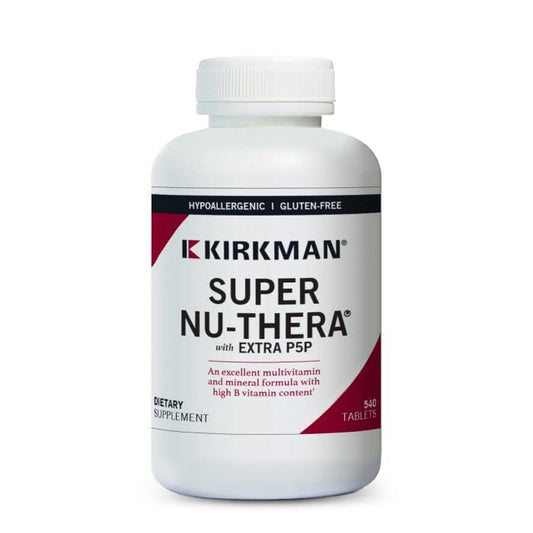 Front view of Super Nu-Thera with Extra P5P 540 tablets bottle by Kirkman Labs