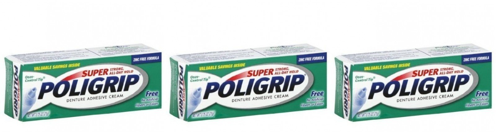 Super Poligrip 0.75 oz travel size denture adhesive cream – Pack of 3