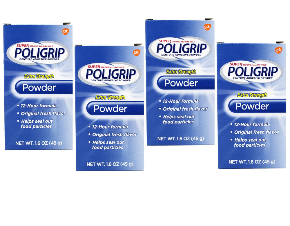 Super Poligrip Denture Adhesive Powder 1.6 oz packaging