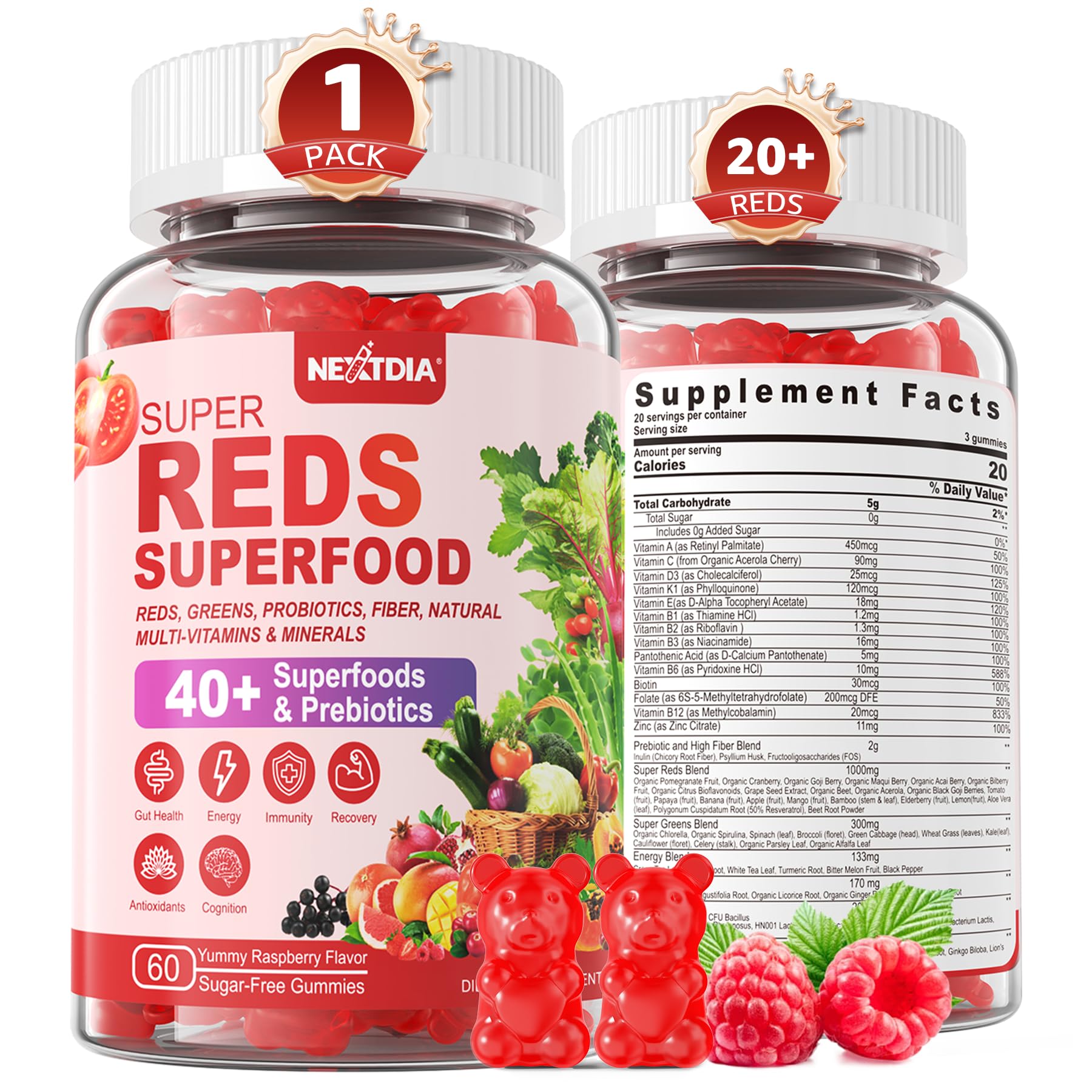 Hero image showing Super Reds Gummies bottle