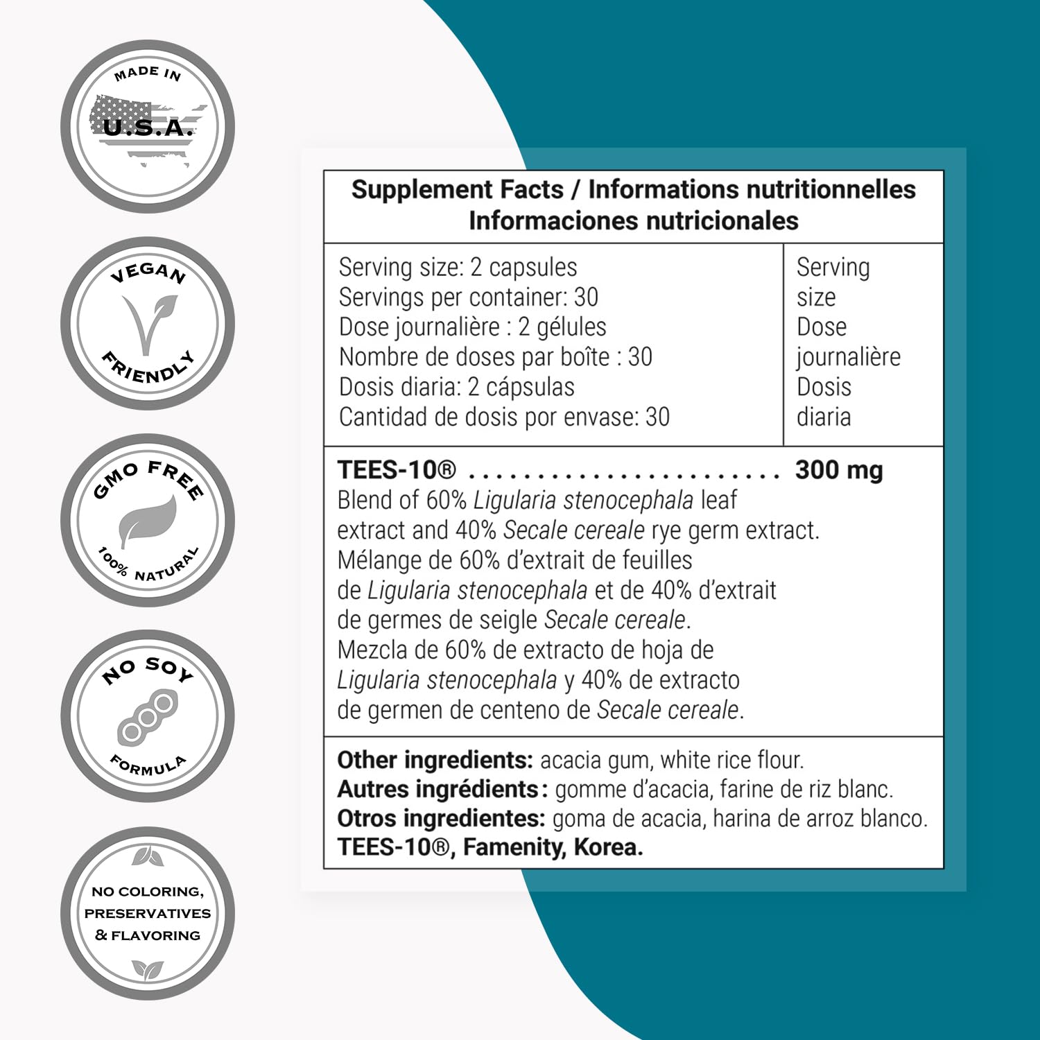 Non-GMO vegan oral care supplement label
