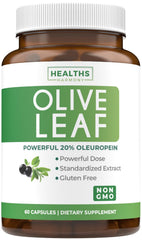 Image of Super Strength Olive Leaf Capsules showing 750mg Olive Leaf Extract with 20% Oleuropein.