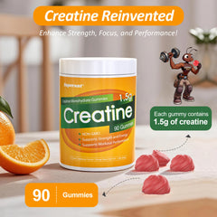 Orange-flavored creatine gummies close-up