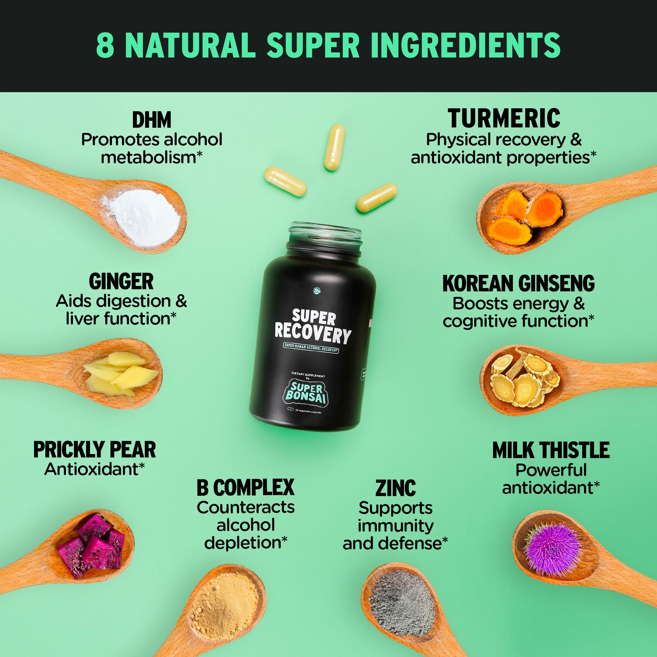Optional post-drinking serving of SuperBonsai capsules for recovery support.