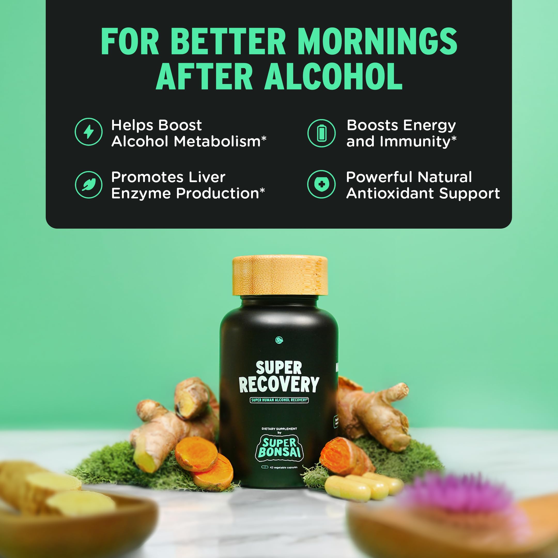 Three capsules before drinking demonstrating pre-drinking dosing ritual with SuperBonsai.
